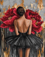 Tablou pe numere Ideyka Ballerina With Red Peonies With Metallic 40x50cm (KHO8664)