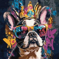 Tablou pe numere Ideyka Bright Bulldog 40x40cm (KHO6706)