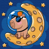 Tablou pe numere Ideyka Capybara On The Moon 30x30cm (KHO1281)