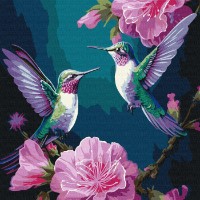 Tablou pe numere Ideyka Fairytale Birds With Metallic Paints 40x40cm (KHO6582)