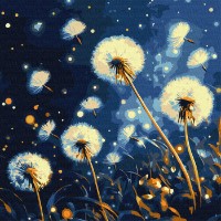 Tablou pe numere Ideyka Flying Dandelions In The Evening Sky 40x40cm (KHO3314)