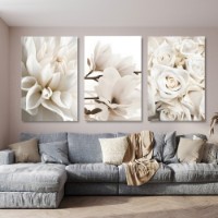 Pictură ArtShop Beige Flowers Triplych 60x90cm (SET457-XL-L)