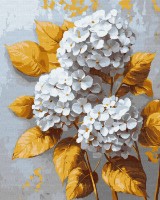 Tablou pe numere Ideyka Golden Hydrangea With Extra Metallic Paints 40x50cm (KHO3310)