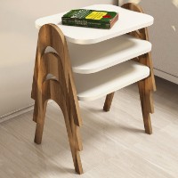 Set măsuţe cafea Hanah Home Paris Walnut Cream