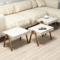 Set măsuţe cafea Hanah Home Roma Walnut Cream imaginea #2 — magazin online Desire.md