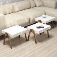 Set măsuţe cafea Hanah Home Roma Walnut White imaginea #2 — magazin online Desire.md