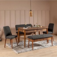 Bancheta Trendy Vina Bench Anthracit/Walnut 110x46x40cm GTR006470 imaginea #3 — magazin online Desire.md