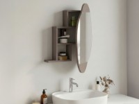 Dulap baie Hanah Home Cloud Storage Bathroom Wall Mirror Light Mocha imaginea #3 — magazin online Desire.md