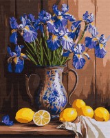 Tablou pe numere Ideyka Irises In A Vase And Lemons 40x50cm (KHO3319)