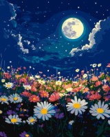 Tablou pe numere Ideyka Mystical Night Over A Spring Meadow 40x50cm (KHO6386) 
