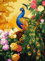 Tablou pe numere Ideyka Peacock In Flowers 30x40cm (KHO6806) 