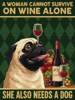 Tablou pe numere Ideyka Poster. Wine And Dog 30x40cm (KHO6809)