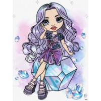 Tablou pe numere Ideyka Rainbow High. Violet with hologram rhinestones 30х40cm (KHO1339)