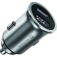 Încărcător auto Swissten 2USB 4.8A Metal Silver