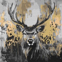 Tablou pe numere Ideyka Золотой Cerb Auriu cu vopsele metalice 40x40cm (KHO6725)