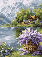 Tablou pe numere Ideyka Cos cu liliac 30x40cm (KHO6357)