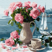 Tablou pe numere Ideyka Trandafiri de dimineata 40x40cm (KHO5741)