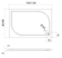 Душевой поддон New Trendy Ideo B-0323 120x90x5 (04316) фото №2 — интернет-магазин Desire.md