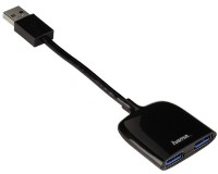 Cablu USB Hama USB 3.0 Hub 1:2 Black (54132)