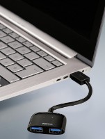 Cablu USB Hama USB 3.0 Hub 1:2 Black (54132)
