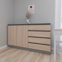 Comodă Smartex Т2 140cm Graphite/Light Oak