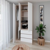 Dulap Smartex N15 100cm Light Oak/White imaginea #3 — magazin online Desire.md