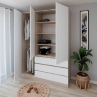 Dulap Smartex N15 140cm Light Oak/White imaginea #3 — magazin online Desire.md
