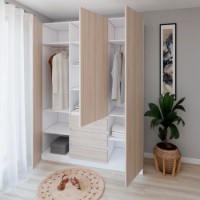 Dulap Smartex N16 180cm White/Light Oak imaginea #2 — magazin online Desire.md