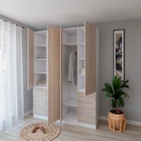 Dulap Smartex N17 160cm White/Light Oak imaginea #2 — magazin online Desire.md