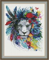 Mozaic cu diamante Diamond Lion With Flowers 30x40cm (YW00646)