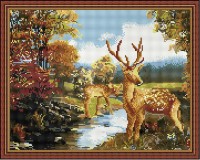 Mozaic cu diamante Diamond Roe Deer by The Stream 40x50cm (YW00237)