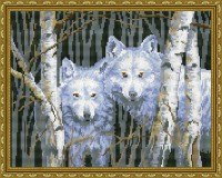 Mozaic cu diamante Diamond White Wolves 40x50cm (YW00052)