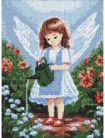 Алмазная мозаика Ideyka An Angel In The Garden With Hologram Rhinestones 30x40cm (AMC20191)