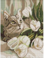 Алмазная мозаика Ideyka Green-Eyed Cat With Tuli 30x40cm (AMO20099) 