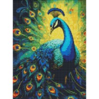 Mozaic cu diamante Ideyka Sophisticated Peacock With Hologram Rhinestones 30x40cm (AMC20190) 