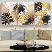 Pictură ArtShop Black & Gold Leaves Triptych 30x45cm (SET190)