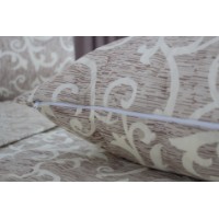 Set cuvertura+2 fete de perna Relaxe Home Elegant Cotton 3pcs Beige and White imaginea #2 — magazin online Desire.md