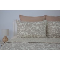 Set cuvertura+2 fete de perna Relaxe Home Elegant Cotton 3pcs Beige and White imaginea #4 — magazin online Desire.md