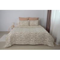 Set cuvertura+2 fete de perna Relaxe Home Elegant Cotton 3pcs Beige and White imaginea #5 — magazin online Desire.md
