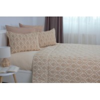 Set cuvertura+2 fete de perna Relaxe Home Elegant Cotton 3pcs Beige Fantasy imaginea #2 — magazin online Desire.md