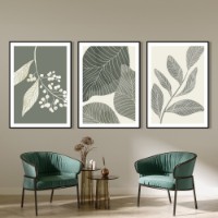 Pictură ArtShop Soft Green Botanical Leaves Triptych 60x90cm (SET417-LL-L)