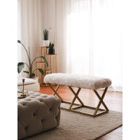 Bancheta Hanah Home Capraz Pelush Gold White imaginea #2 — magazin online Desire.md