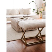 Bancheta Hanah Home Capraz Pelush Gold White imaginea #3 — magazin online Desire.md