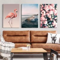 Картина ArtShop Flamingos, Sea and Flowers Triptych 30x45cm (SET246)