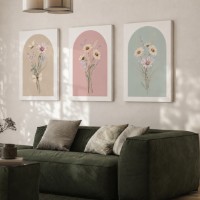 Pictură ArtShop Flowers Painted in Watercolor Triptych 30x45cm (SET514)