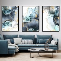 Pictură ArtShop Fluid Art in Blue Shades Triptych 40x60cm (SET356-M-L)