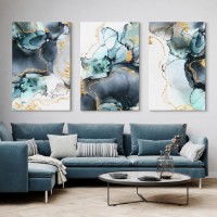 Картина ArtShop Fluid Art in Blue Shades Triptych 30x45cm (SET356)