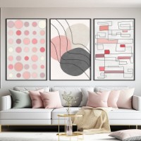 Картина ArtShop Geometry in Pink Gray Colors Triptych 60x90cm (SET568-MM-L)