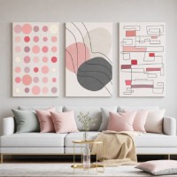 Pictură ArtShop Geometry in Pink Gray Colors Triptych 60x90cm (SET568-XL-L)
