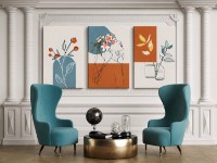 Pictură ArtShop Girl With Flowers in Scandinavian Style Triptych 30x45cm (SET453)